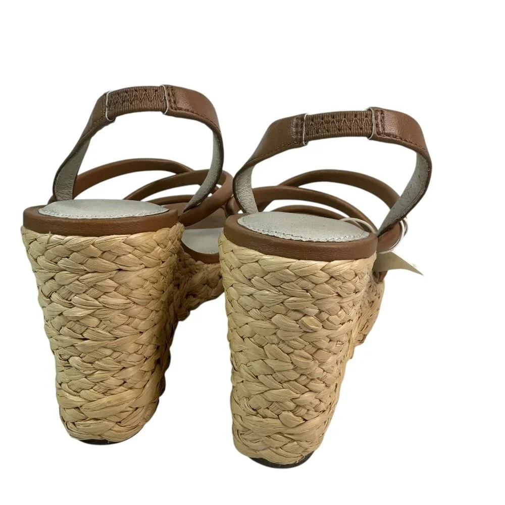 Sanctuary Tan Leather Strappy Wedge Sandals Size 8.5M | NWT $129 | Wedge Heels